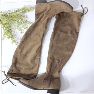 A New Day Tan Faux Suede OTK Boots